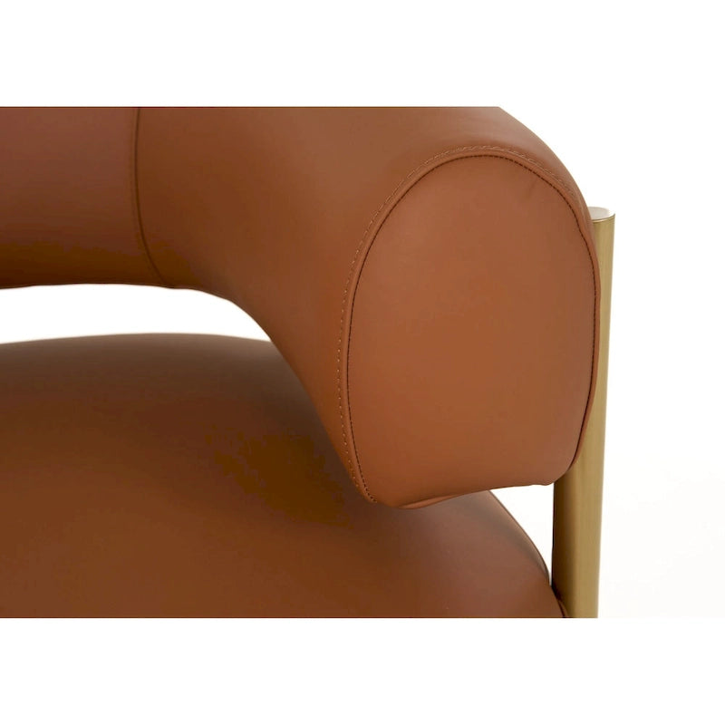 Poltrona accent in pelle curva marrone ruggine – Posto singolo