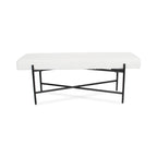 Panca da ingresso con cuscino Sherpa bianco, Struttura in metallo, 1 posto