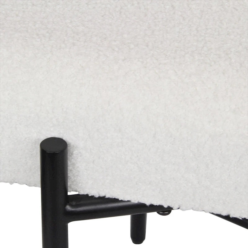 Panca da ingresso con cuscino Sherpa bianco, Struttura in metallo, 1 posto