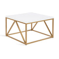 Tavolino da Caffè Quadrato Bianco/Oro, Stile Geometrico Moderno, Uso Singolo