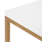 Tavolino da Caffè Quadrato Bianco/Oro, Stile Geometrico Moderno, Uso Singolo