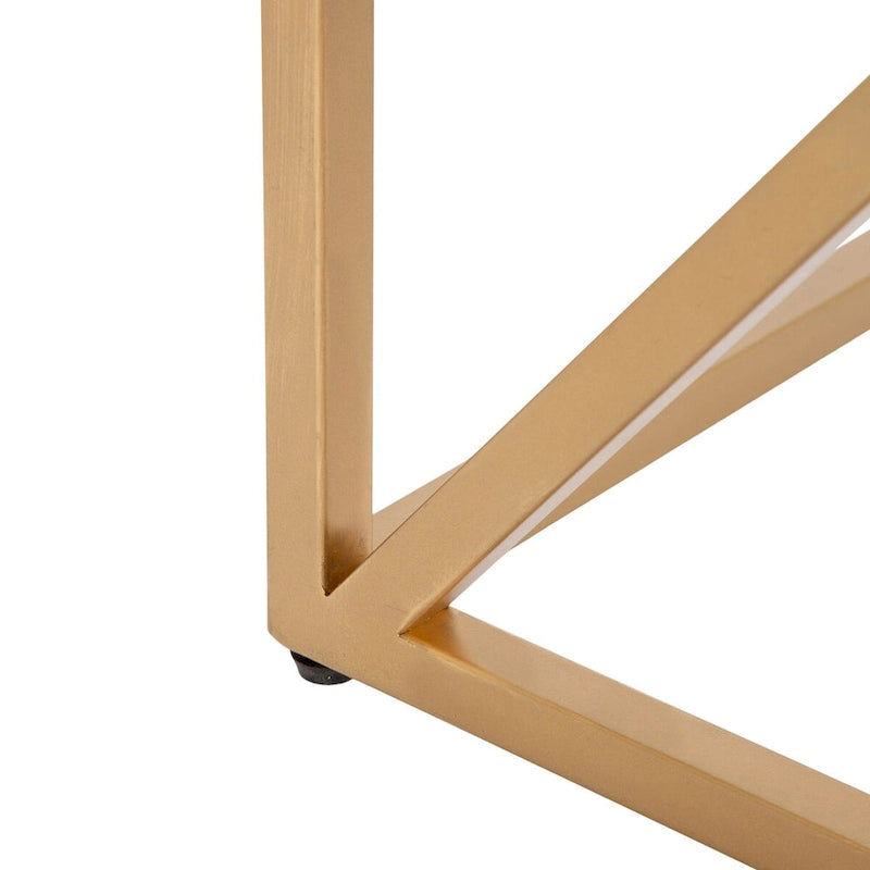 Tavolino da Caffè Quadrato Bianco/Oro, Stile Geometrico Moderno, Uso Singolo
