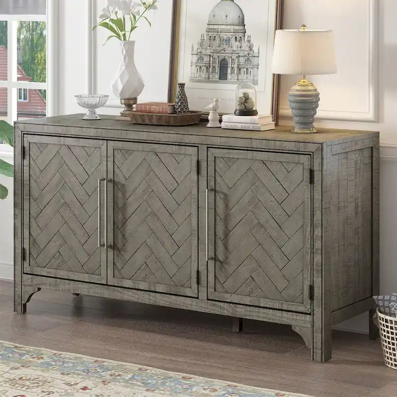 Credenza a 3 ante grigio/blu navy – Montaggio a 1 persona