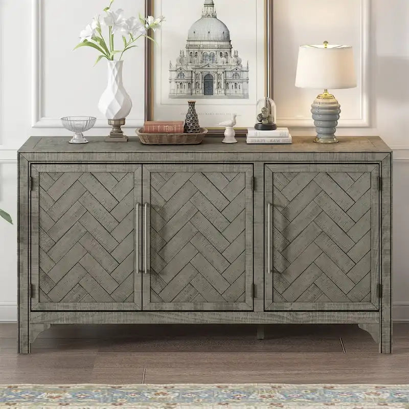Credenza a 3 ante grigio/blu navy – Montaggio a 1 persona