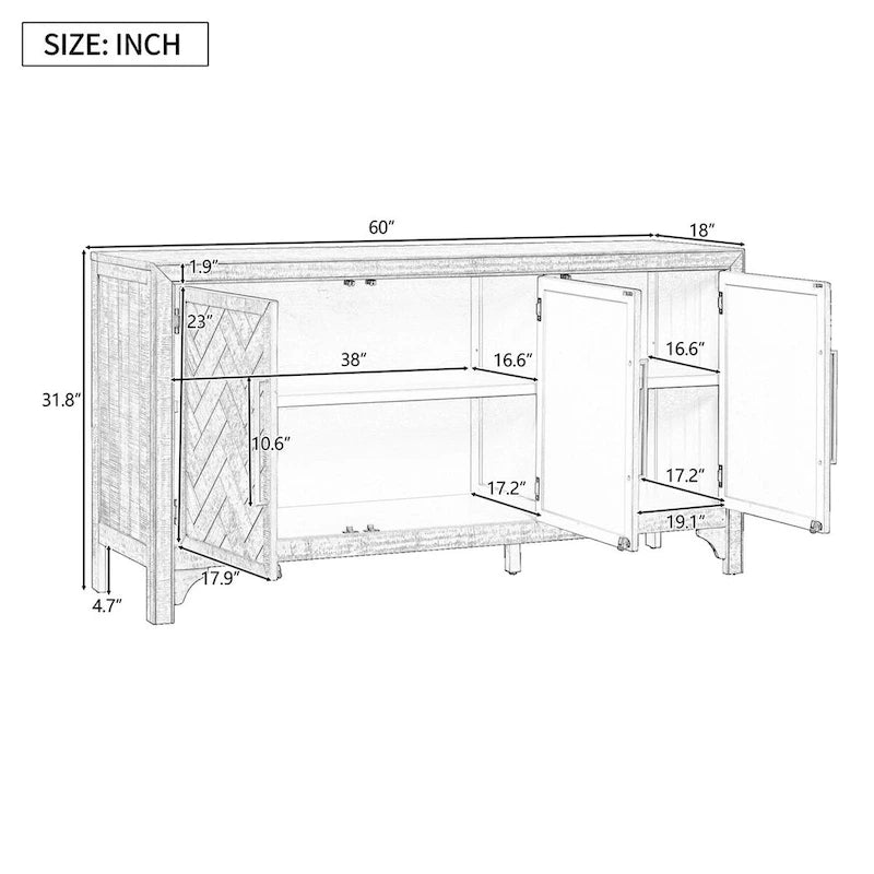 Credenza a 3 ante grigio/blu navy – Montaggio a 1 persona