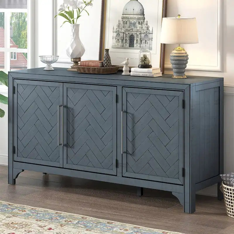 Credenza a 3 ante grigio/blu navy – Montaggio a 1 persona