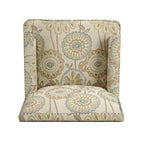 Poltrona d'accento in tessuto grigio misto/beige+giallo con gambe in legno, seduta singola