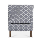 Poltrona d'accento in tessuto grigio misto/beige+giallo con gambe in legno, seduta singola