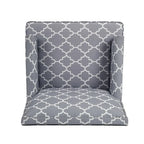 Poltrona d'accento in tessuto grigio misto/beige+giallo con gambe in legno, seduta singola