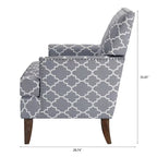 Poltrona d'accento in tessuto grigio misto/beige+giallo con gambe in legno, seduta singola